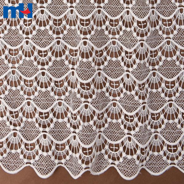 Tela de encaje bordado blanco