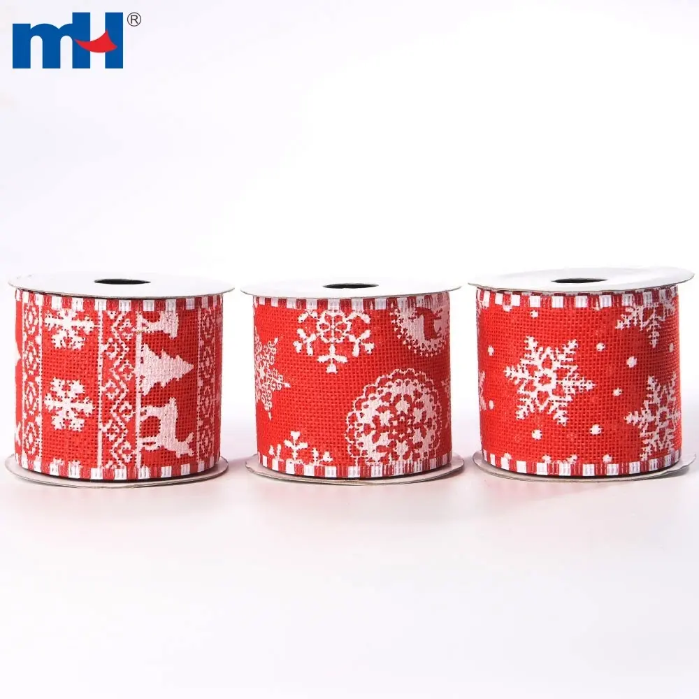 Kablolu çuval bezi Noel şeritleri