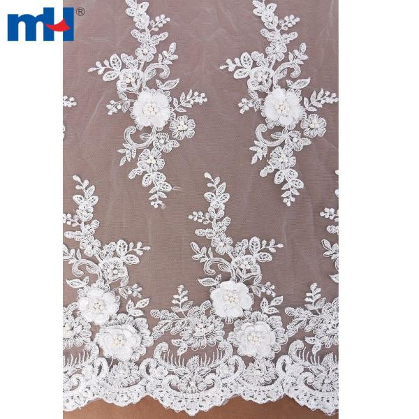 Tessuto di pizzo da sposa con perline all'ingrosso