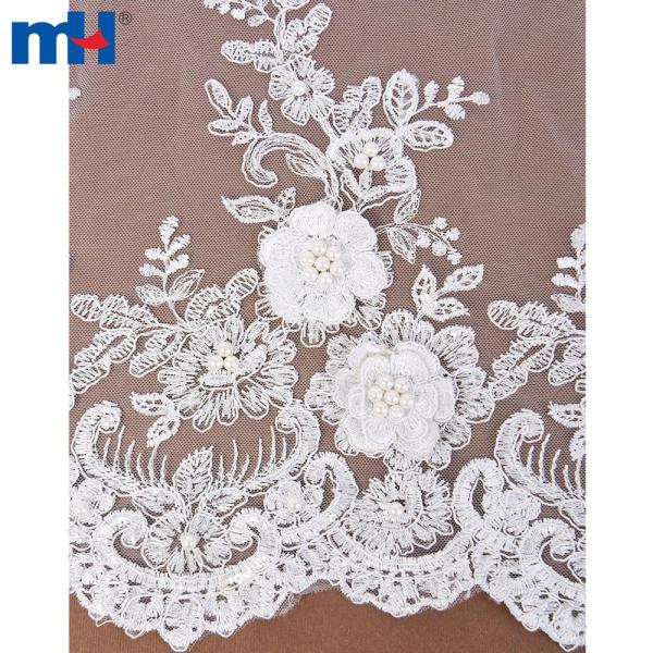 Tessuto di pizzo da sposa con perline all'ingrosso
