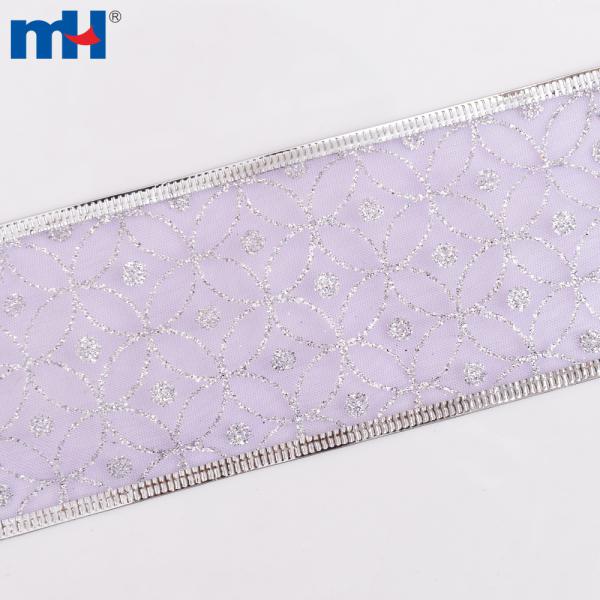 Cinta con alambre, Cinta transparente con brillo, Cinta de organza con brillo
