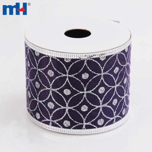 Cinta con alambre, Cinta transparente con brillo, Cinta de organza con brillo